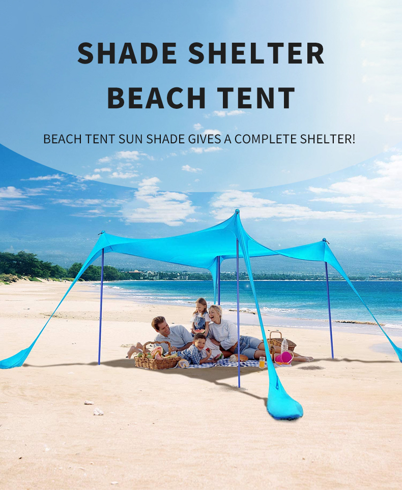Cheap Goat Tents UPF 50+ Light Sunshade Pop Up Beach Tent, Portable Premium Camping Outdoor Shade Beach Tent Sun Shelter With Sand Shovel   